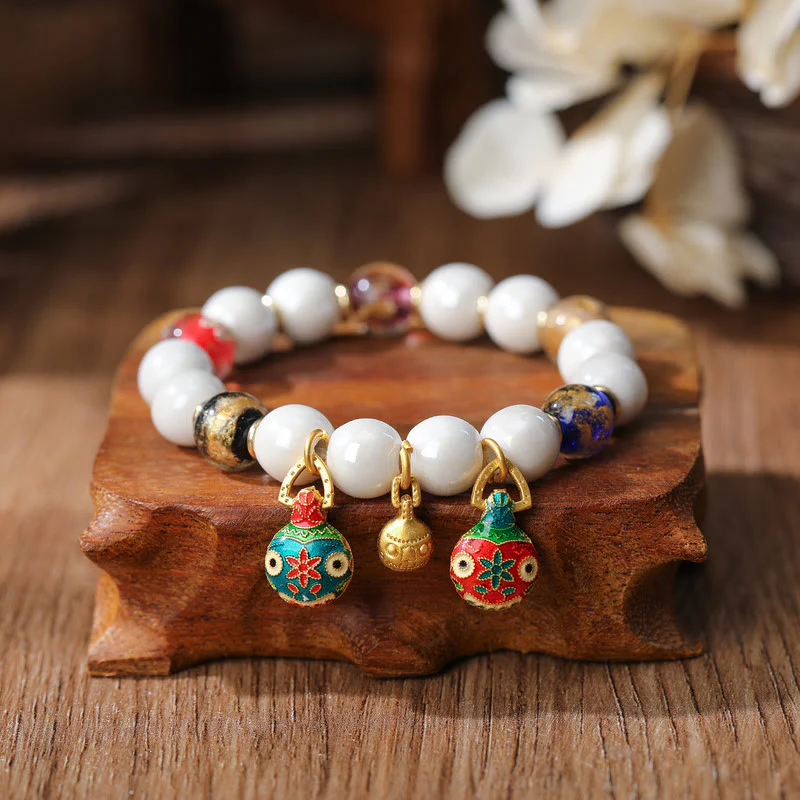 Buddha Stones Złoty Połykający Bestia Rodzina Charm Liuli Szkło Kolorowa Porcelanowa Koralik Bransoletka Szczęścia - Image 8