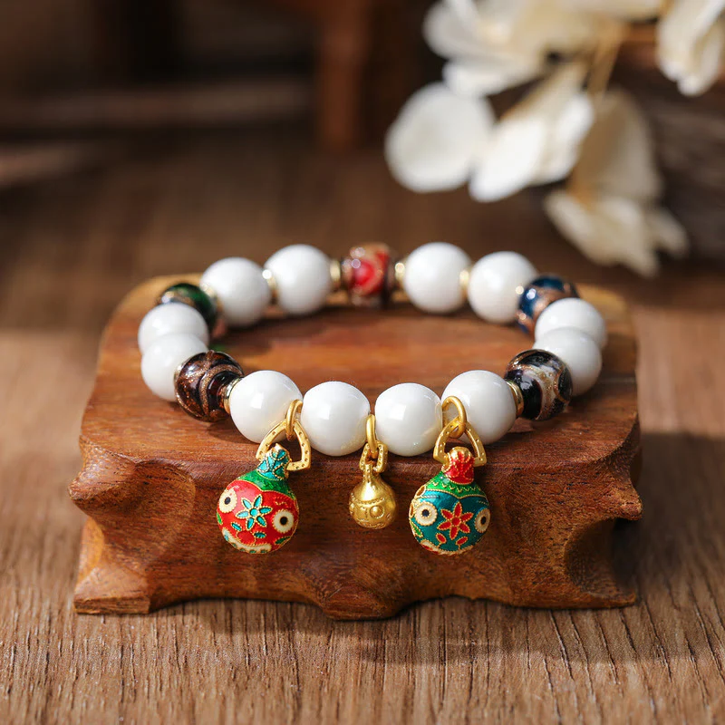 Buddha Stones Złoty Połykający Bestia Rodzina Charm Liuli Szkło Kolorowa Porcelanowa Koralik Bransoletka Szczęścia - Image 9
