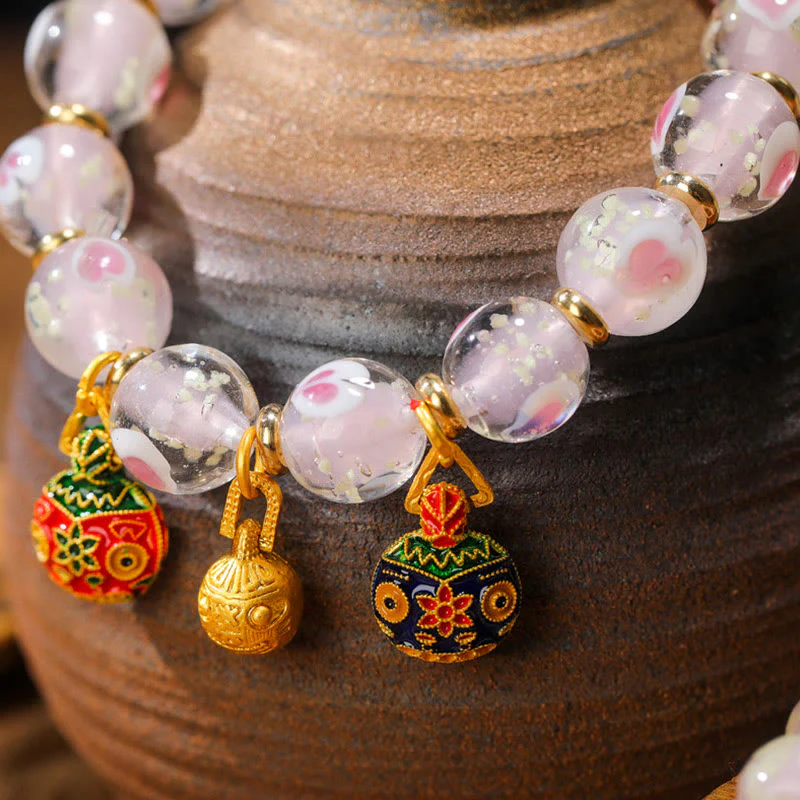 Buddha Stones Złoty Połykający Bestia Rodzina Charm Świecący Różowy Miłość Serce Fluorescencyjny Liuli Szklane Koraliki Błogosławieństwa Bransoletka - Image 4