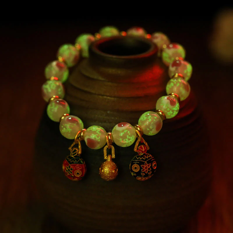 Buddha Stones Złoty Połykający Bestia Rodzina Charm Świecący Różowy Miłość Serce Fluorescencyjny Liuli Szklane Koraliki Błogosławieństwa Bransoletka - Image 6