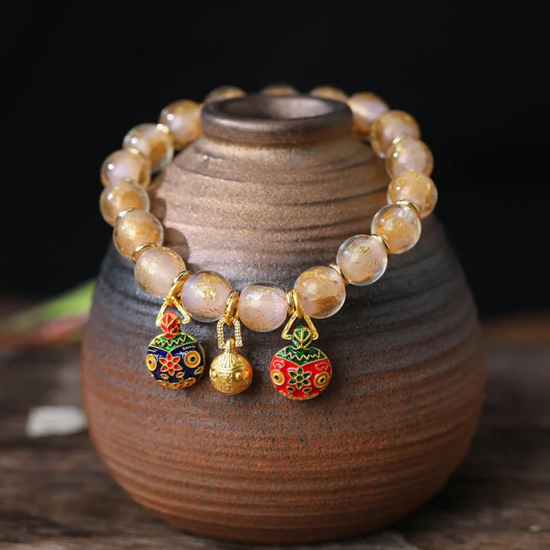 Buddha Stones Złoty Połykający Bestia Rodzina Charm Złota Srebrna Folia Liuli Szklane Koraliki Błogosławieństwa Bransoletka - Image 8
