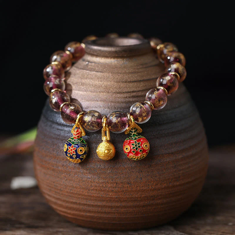 Buddha Stones Złoty Połykający Bestia Rodzina Charm Złota Srebrna Folia Liuli Szklane Koraliki Błogosławieństwa Bransoletka - Image 9