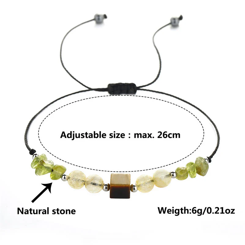 Buddha Stones Znajdź Swoją Radość Peridot Cytryn Tygrysie Oko Bransoletka z Liny Pokoju - Image 12