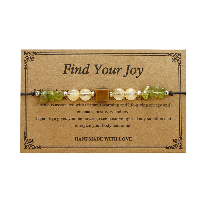 Buddha Stones Znajdź Swoją Radość Peridot Cytryn Tygrysie Oko Bransoletka z Liny Pokoju - Image 13