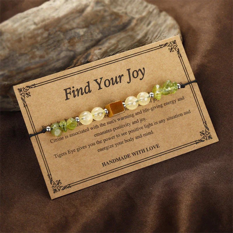 Buddha Stones Znajdź Swoją Radość Peridot Cytryn Tygrysie Oko Bransoletka z Liny Pokoju - Image 3