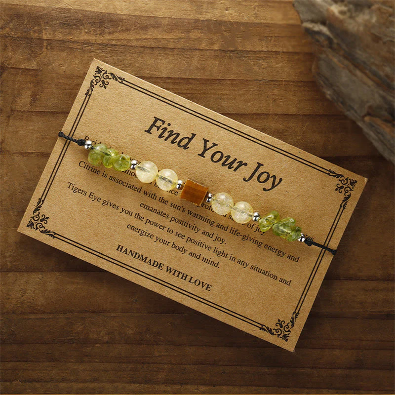 Buddha Stones Znajdź Swoją Radość Peridot Cytryn Tygrysie Oko Bransoletka z Liny Pokoju - Image 4