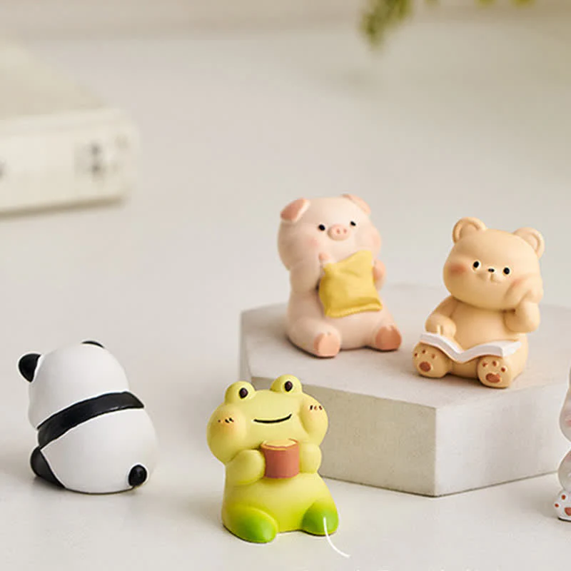 Buddha Stones Żywiczny fotel bujany w kształcie zwierzątka Kawaii, wygodny element dekoracyjny biurka - Image 15