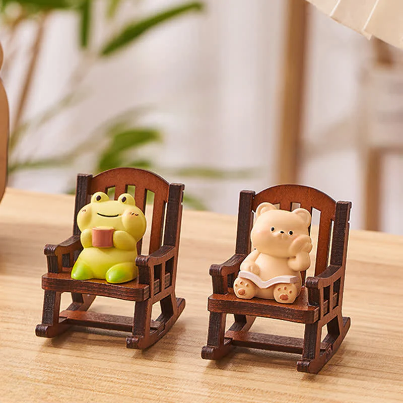 Buddha Stones Żywiczny fotel bujany w kształcie zwierzątka Kawaii, wygodny element dekoracyjny biurka - Image 4
