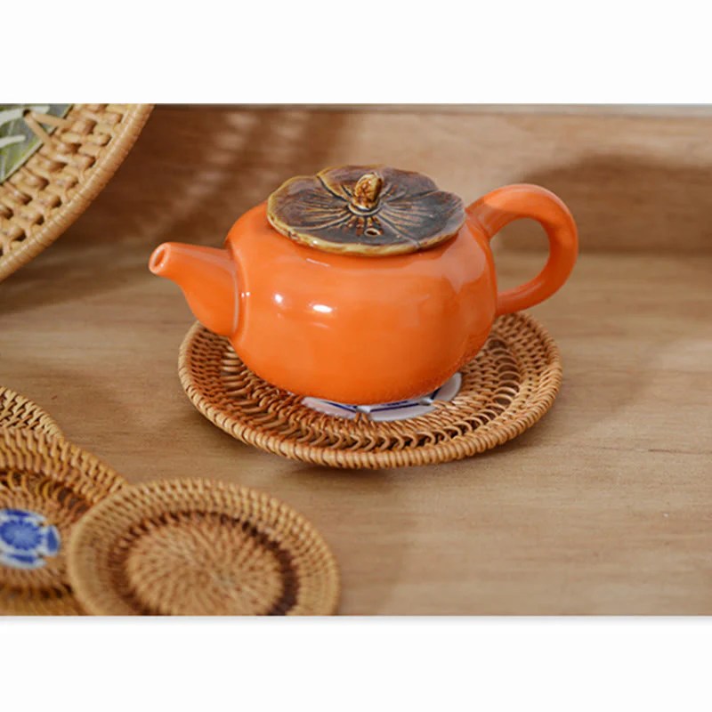 Ceramiczny Kwiatowy Wzór Rattanowy Podkładka Pod Kubek Pod Filiżankę - Image 21