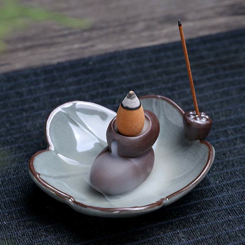 Ceramiczny palnik kadzideł Spiritual Backflow Lotus Plum Blossom Square - Image 11