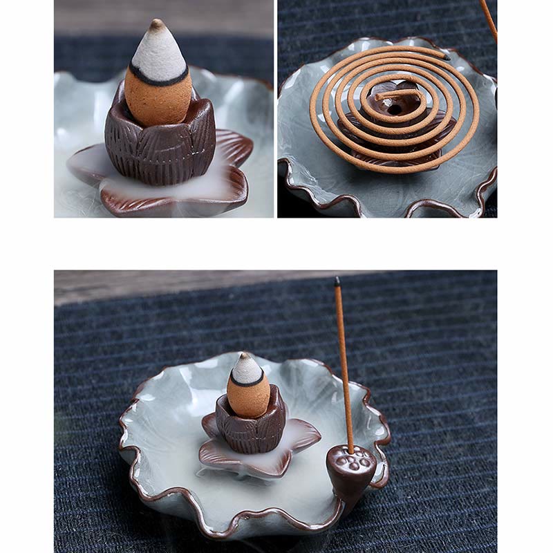 Ceramiczny palnik kadzideł Spiritual Backflow Lotus Plum Blossom Square - Image 9