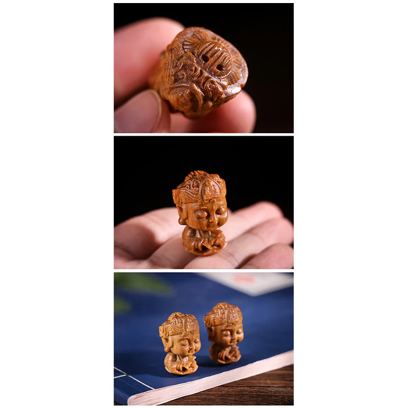 Chiński Zodiak Natal Budda Zielony Sandałowiec Lotos Grawerowany Pozytywny Dekoracja Domu - Image 8