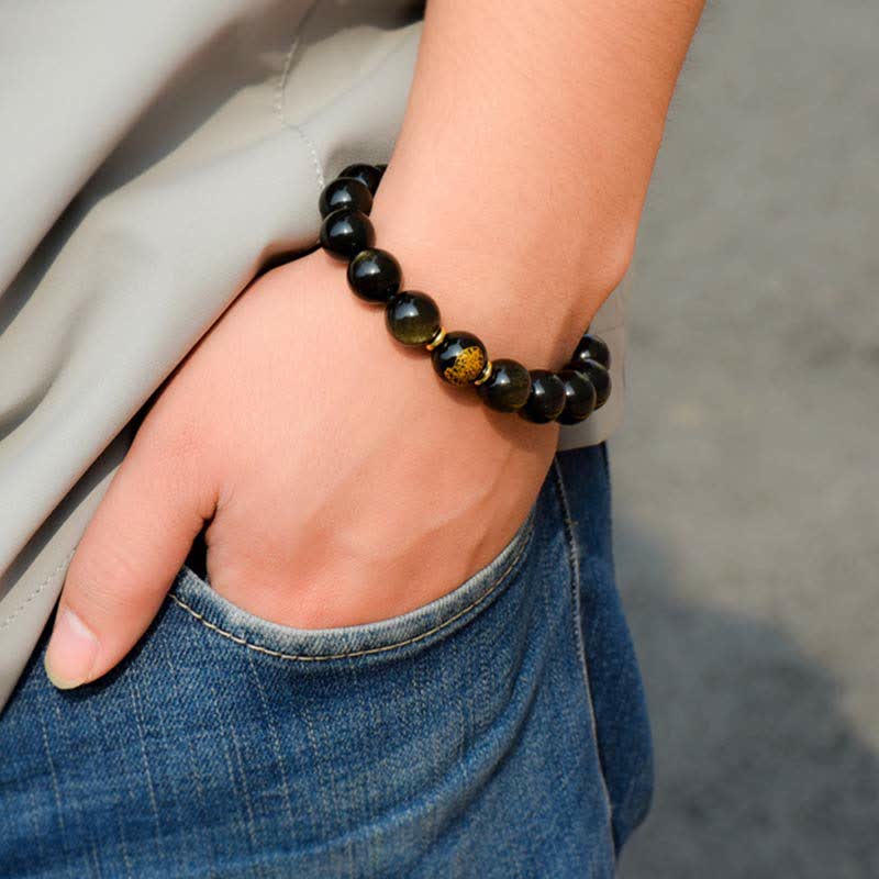 Chiński zodiak Natal Buddha Złoty połysk Obsydian Bransoletka ochrony bogactwa - Image 21