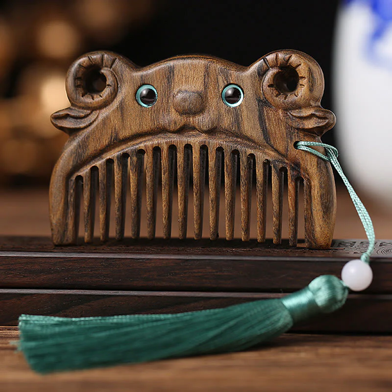 Chiński Zodiak Zielony Sandałowiec Pokój Mini Przenośny Grzebień - Image 15
