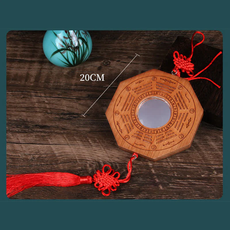 Feng Shui Bagua Mapa Peach Wood Monety Pięciu Cesarzy Chińskie Węzły Równowaga Mapa Energii Lustro - Image 14