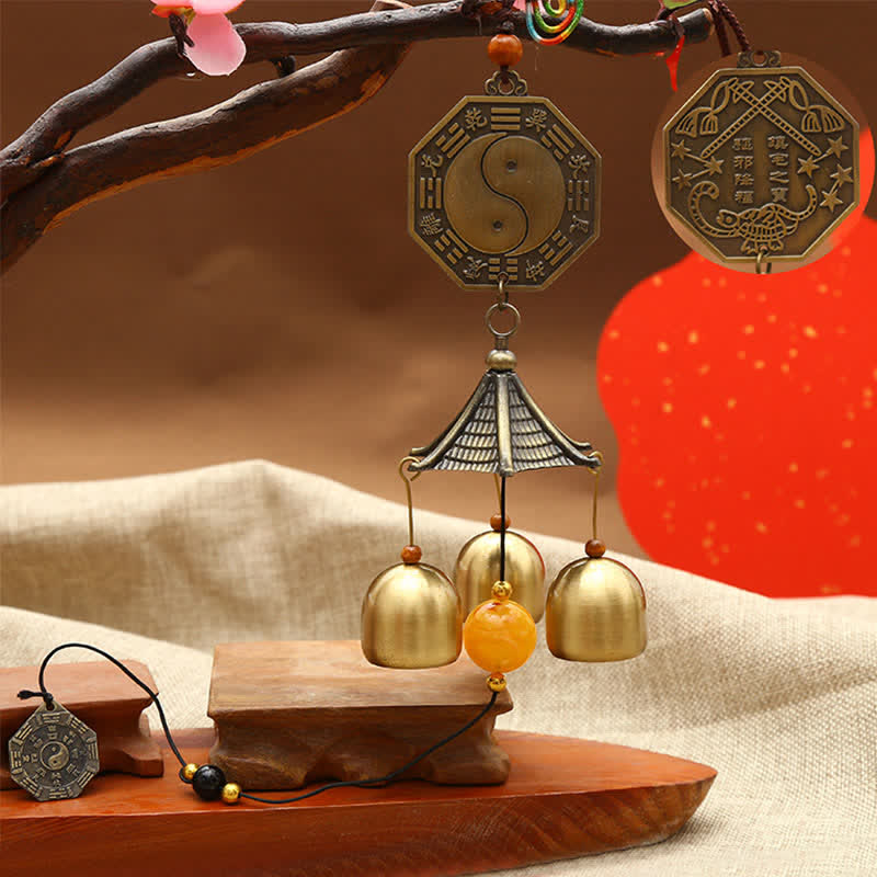 Feng Shui Miedziana Moneta Koi Ryba Bagua Kirin Dzwon Wiatrowy Dzwon Szczęścia Dekoracja Ścienna - Image 3