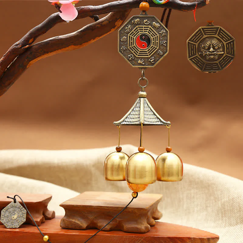 Feng Shui Miedziana Moneta Koi Ryba Bagua Kirin Dzwon Wiatrowy Dzwon Szczęścia Dekoracja Ścienna - Image 4