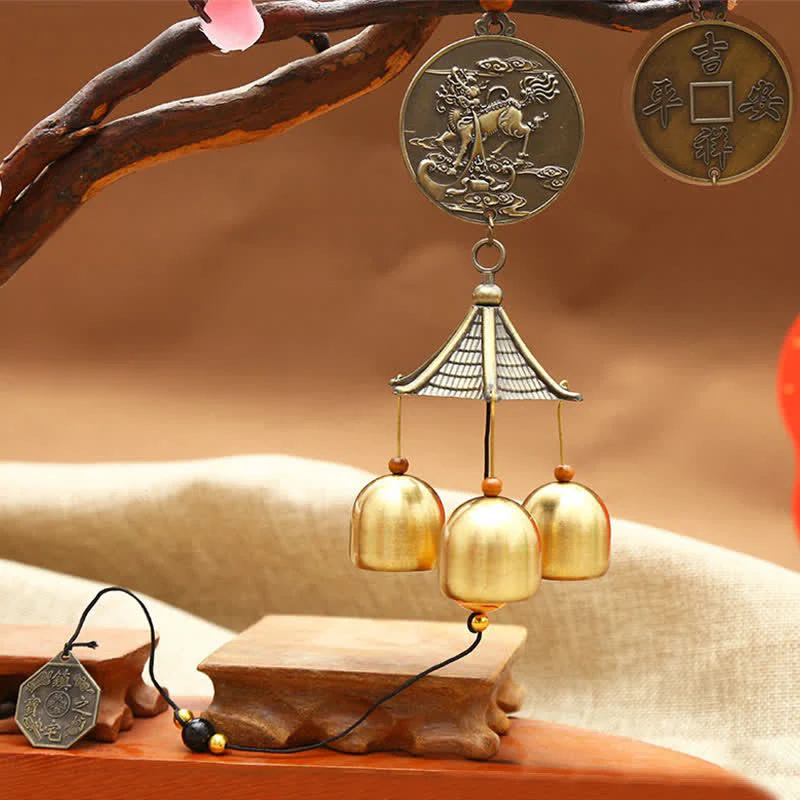 Feng Shui Miedziana Moneta Koi Ryba Bagua Kirin Dzwon Wiatrowy Dzwon Szczęścia Dekoracja Ścienna - Image 6
