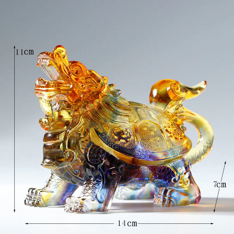 Feng Shui Smok Żółw Ręcznie Robiony Kryształ Liuli Dzieło Sztuki Dekoracja Domu Biuro - Image 3