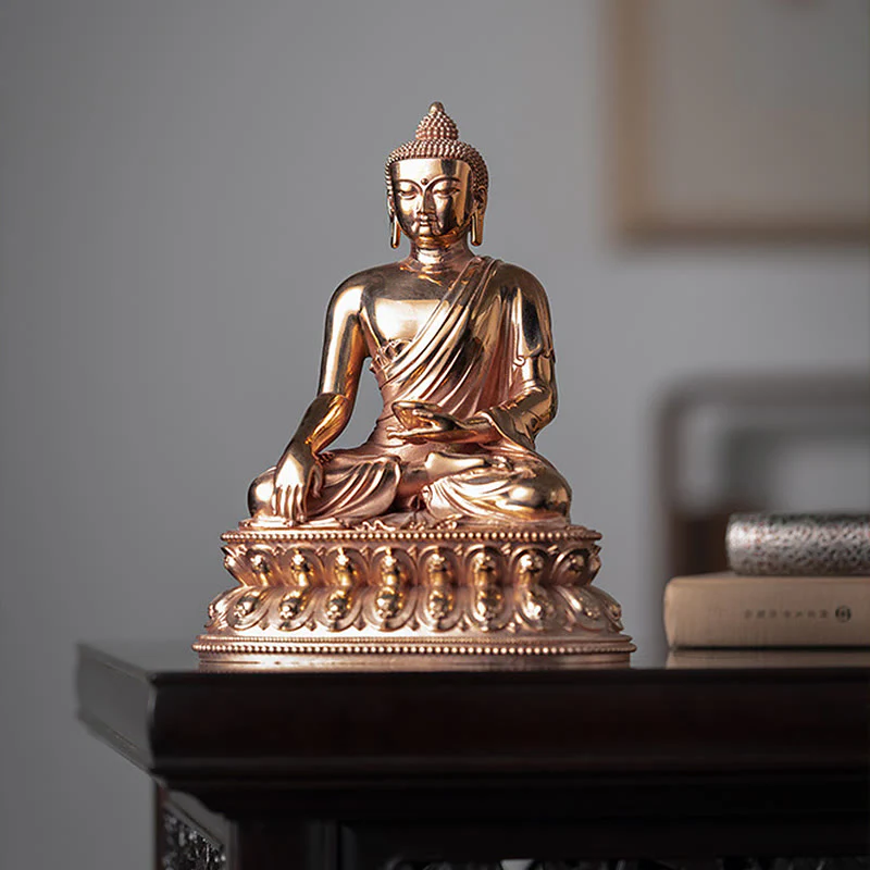 Figurka Buddy Gautama Shakyamuni Spokój Miedziana Statua Dekoracja Domu - Image 5