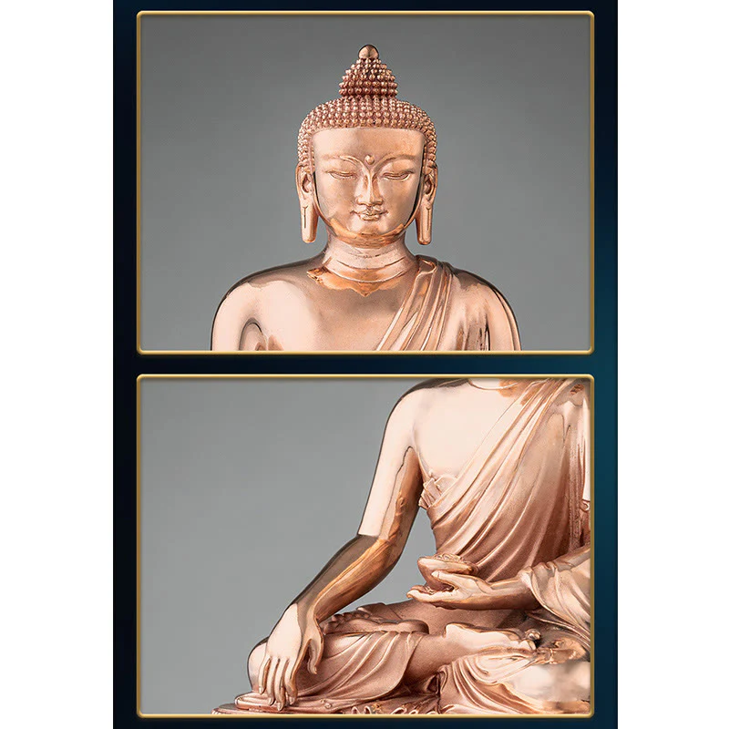 Figurka Buddy Gautama Shakyamuni Spokój Miedziana Statua Dekoracja Domu - Image 7