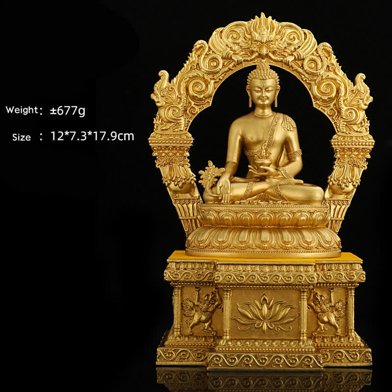Figurka Buddy Medycyny Shakyamuni Amitabha Spokój Miedziana Statua Dekoracja Domu - Image 9