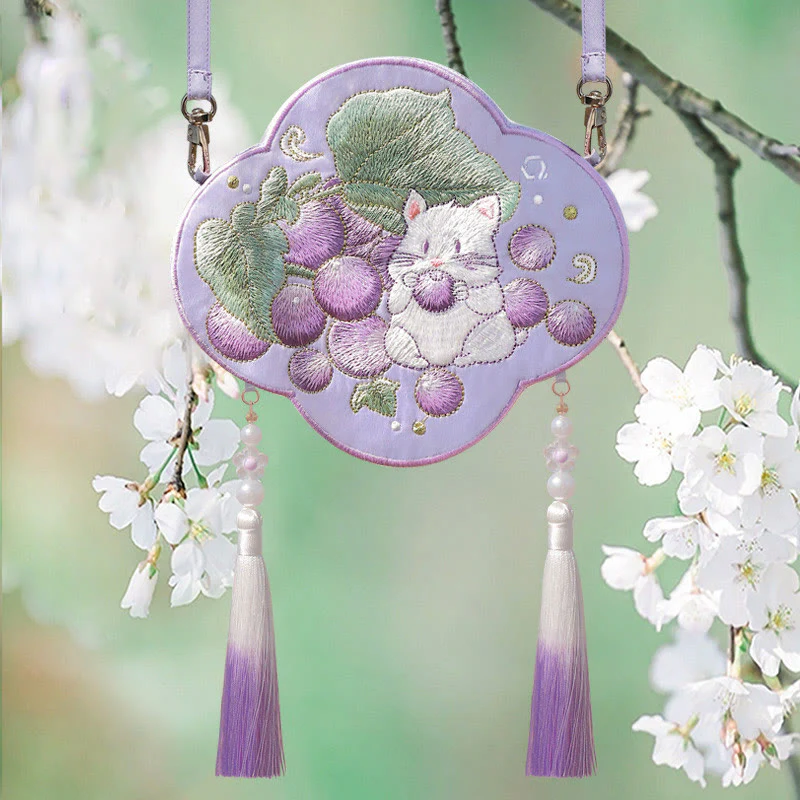 Haft Buddha Stones Szczęśliwa Panda Kot Shiba Inu Jeleń Królik Lis Kwiat Urocze Zwierzę Hanfu Torba Torebka Crossbody Torba Na Ramię - Image 28