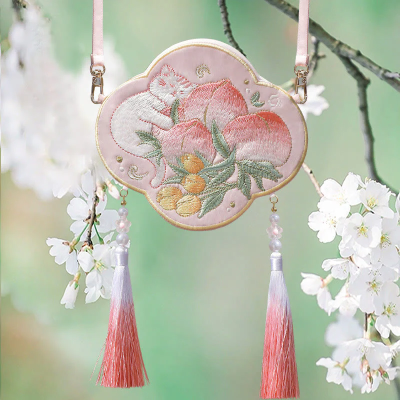 Haft Buddha Stones Szczęśliwa Panda Kot Shiba Inu Jeleń Królik Lis Kwiat Urocze Zwierzę Hanfu Torba Torebka Crossbody Torba Na Ramię - Image 29