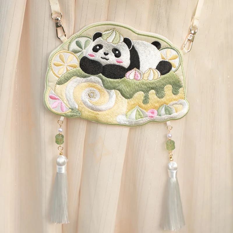 Haft Buddha Stones Szczęśliwa Panda Kot Shiba Inu Jeleń Królik Lis Kwiat Urocze Zwierzę Hanfu Torba Torebka Crossbody Torba Na Ramię - Image 30