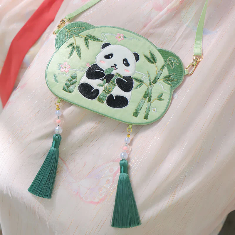 Haft Buddha Stones Szczęśliwa Panda Kot Shiba Inu Jeleń Królik Lis Kwiat Urocze Zwierzę Hanfu Torba Torebka Crossbody Torba Na Ramię - Image 5