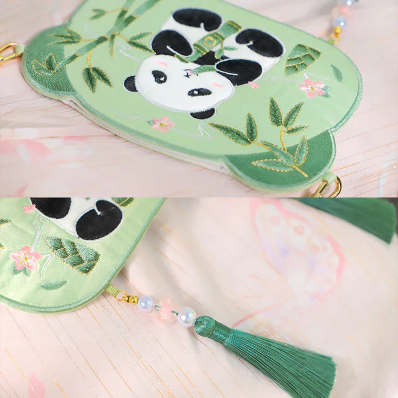 Haft Buddha Stones Szczęśliwa Panda Kot Shiba Inu Jeleń Królik Lis Kwiat Urocze Zwierzę Hanfu Torba Torebka Crossbody Torba Na Ramię - Image 6