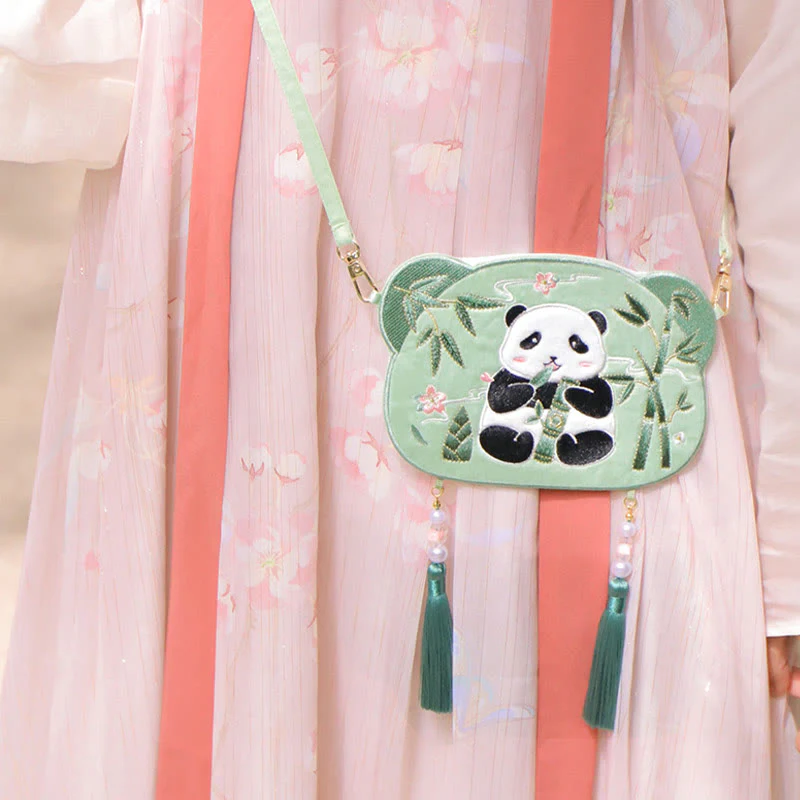 Haft Buddha Stones Szczęśliwa Panda Kot Shiba Inu Jeleń Królik Lis Kwiat Urocze Zwierzę Hanfu Torba Torebka Crossbody Torba Na Ramię - Image 8