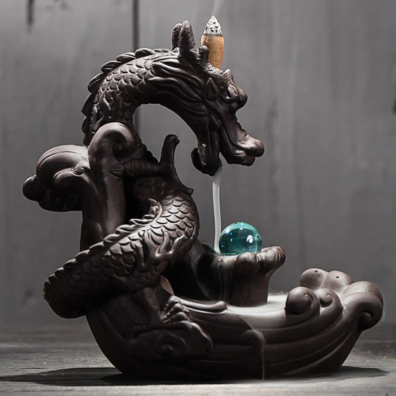 Kadzielnica kadzielna z Buddha Stones w stylu tybetańskim chroniąca smoka - Image 3