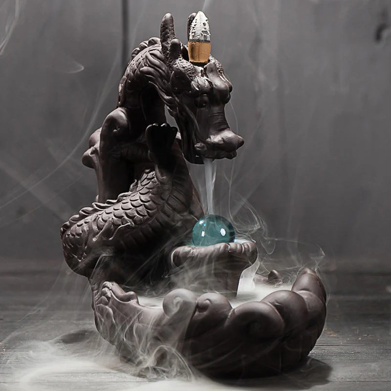Kadzielnica kadzielna z Buddha Stones w stylu tybetańskim chroniąca smoka - Image 4