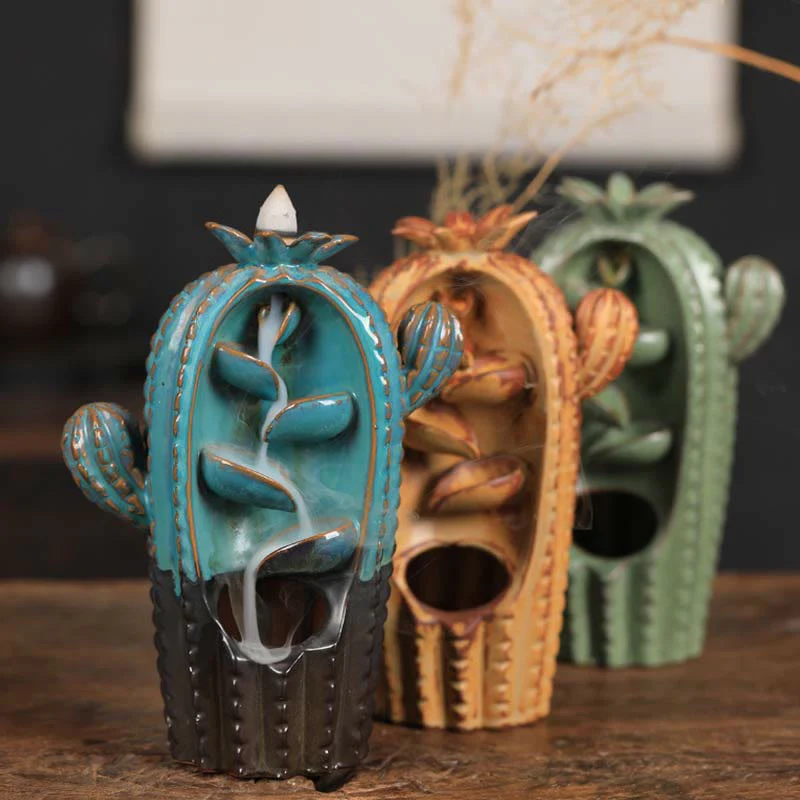 Kaktus Ceramic Healing Backflow Smoke Fountain Incense Burner - Image 2
