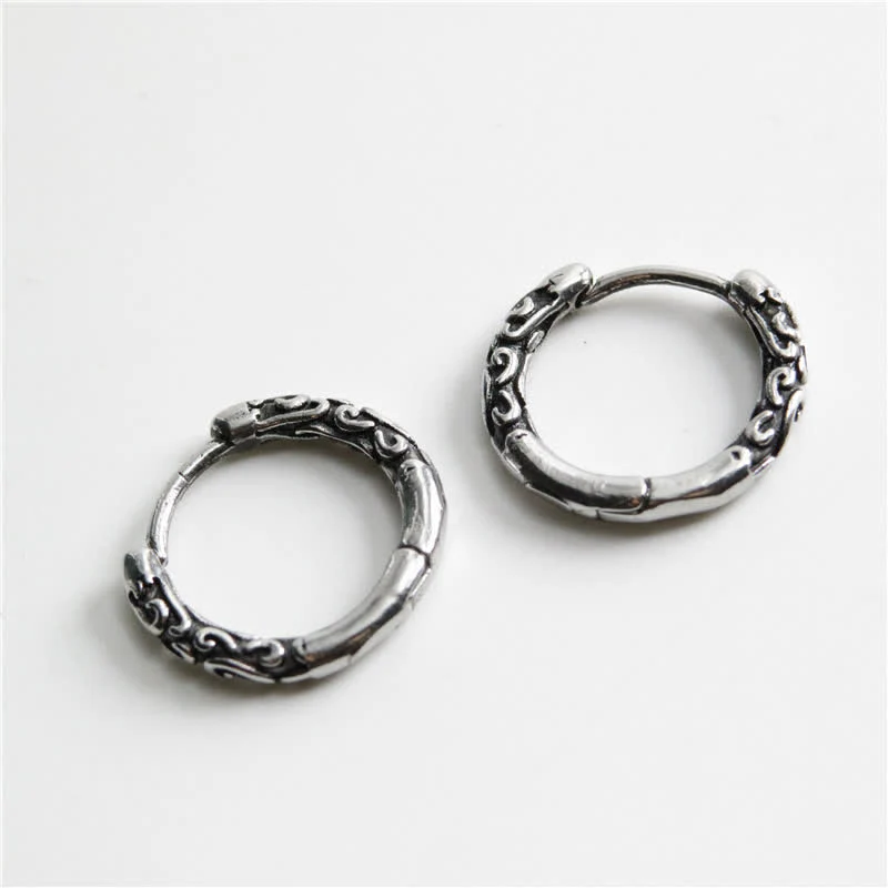 Kolczyki Buddha Stones Viking Celtic Hoop Titanium Steel Balance - Image 4