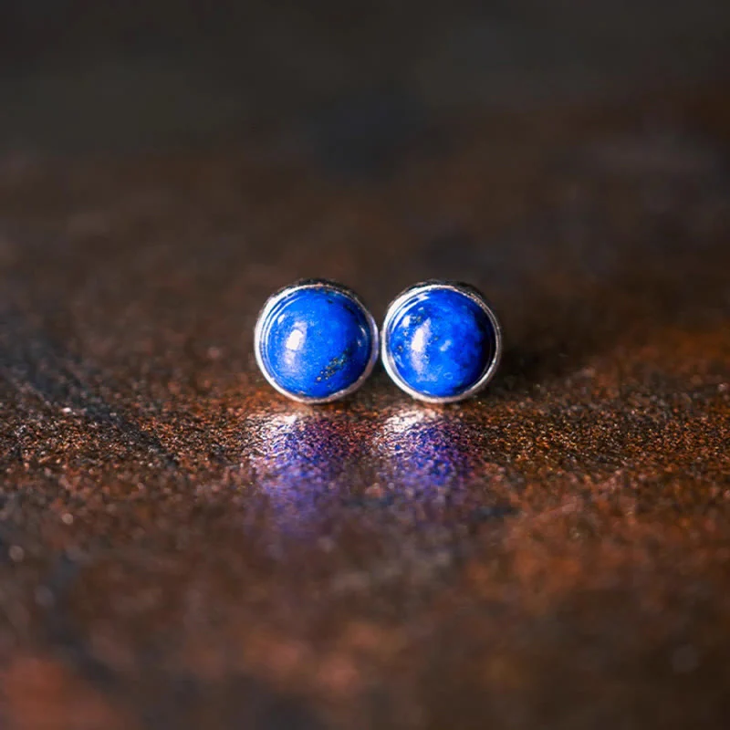 Kolczyki z Buddha Stones w stylu vintage, srebro próby 925, lazuryt, lapis lazuli, równowaga - Image 2