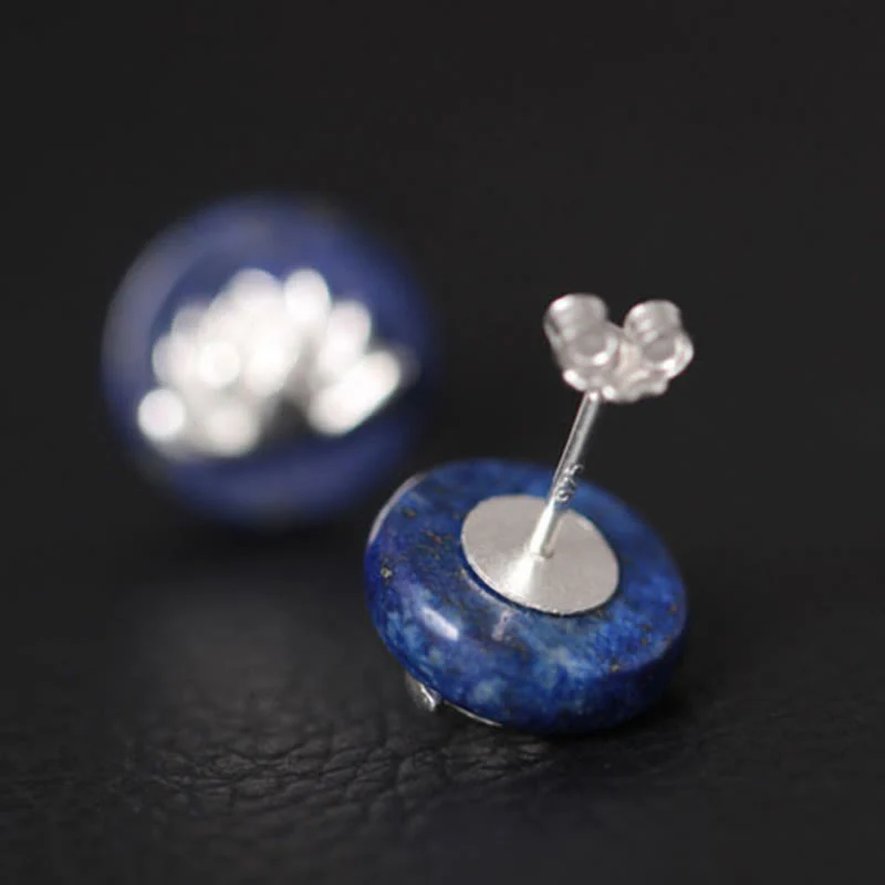 Buddha Stones z lazurytem i lapis lazuli ze srebra próby 925, wzór lotosu, oświecenie - Image 3