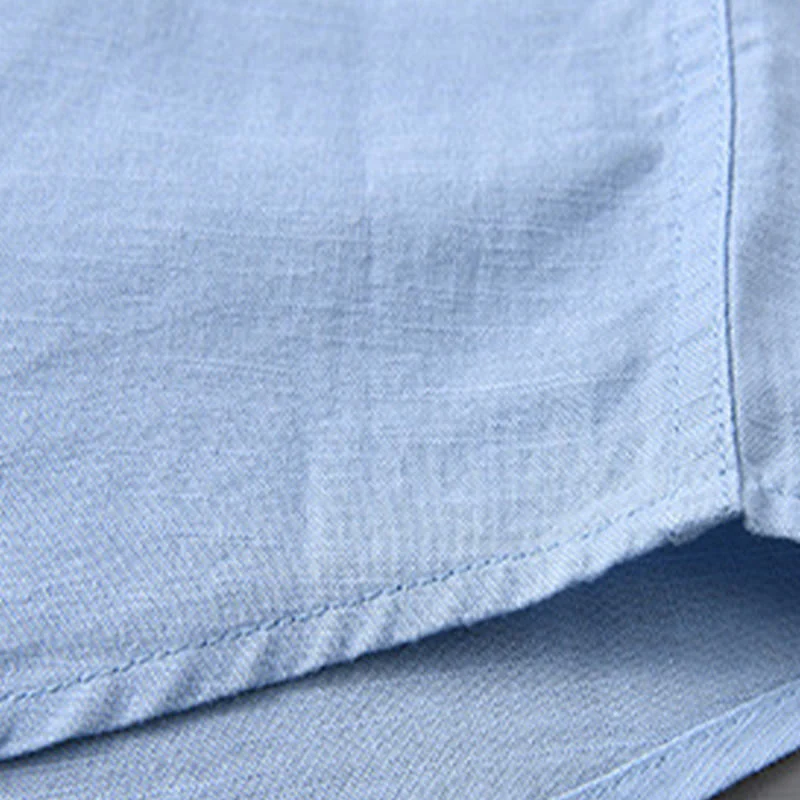 Koszula męska z długim rękawem i stójką Buddha Stones z kieszenią Pure Color Casual Cotton Linen - Image 20