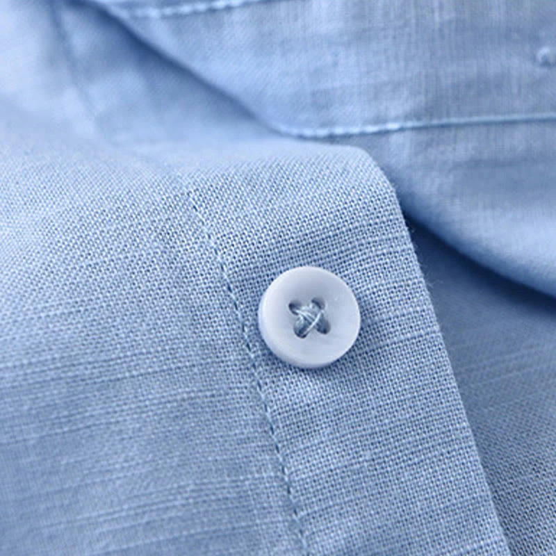 Koszula męska z długim rękawem i stójką Buddha Stones z kieszenią Pure Color Casual Cotton Linen - Image 21