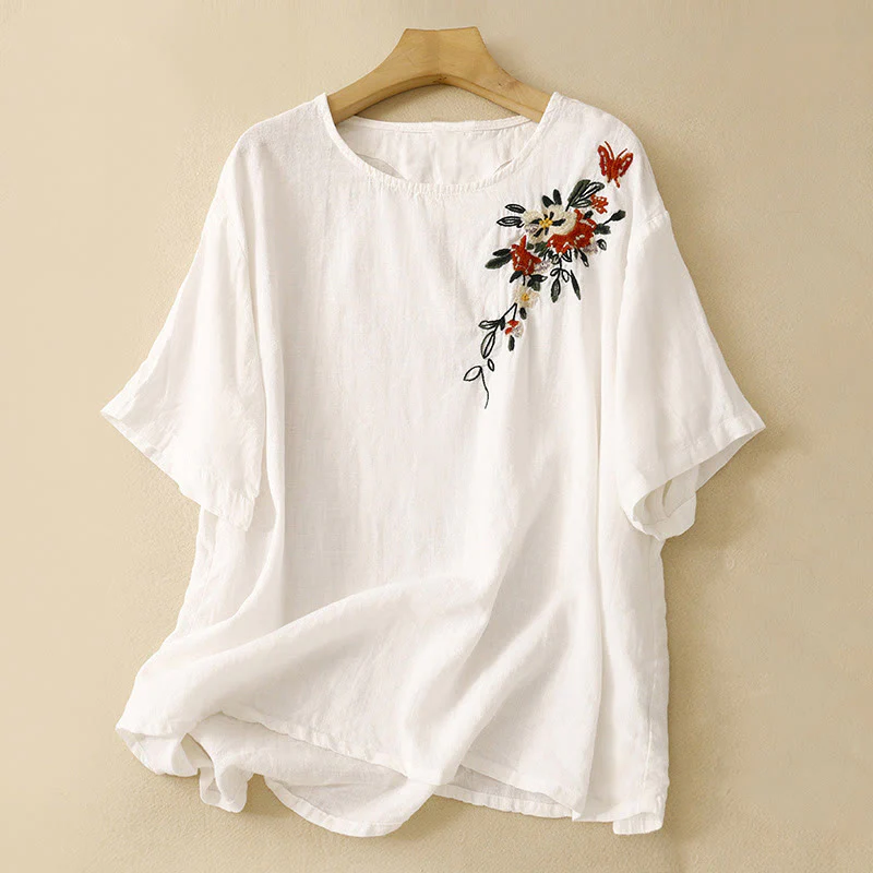 Koszulka damska z krótkim rękawem i bawełnianym nadrukiem Buddha Stones Casual Summer Crew Neck T-shirt - Image 11