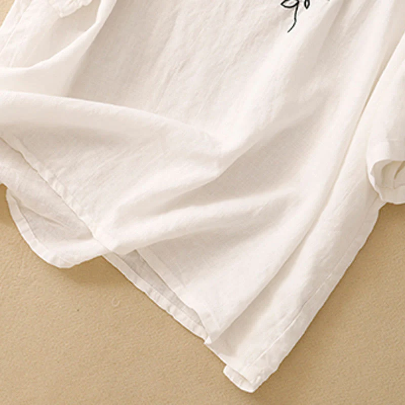 Koszulka damska z krótkim rękawem i bawełnianym nadrukiem Buddha Stones Casual Summer Crew Neck T-shirt - Image 15
