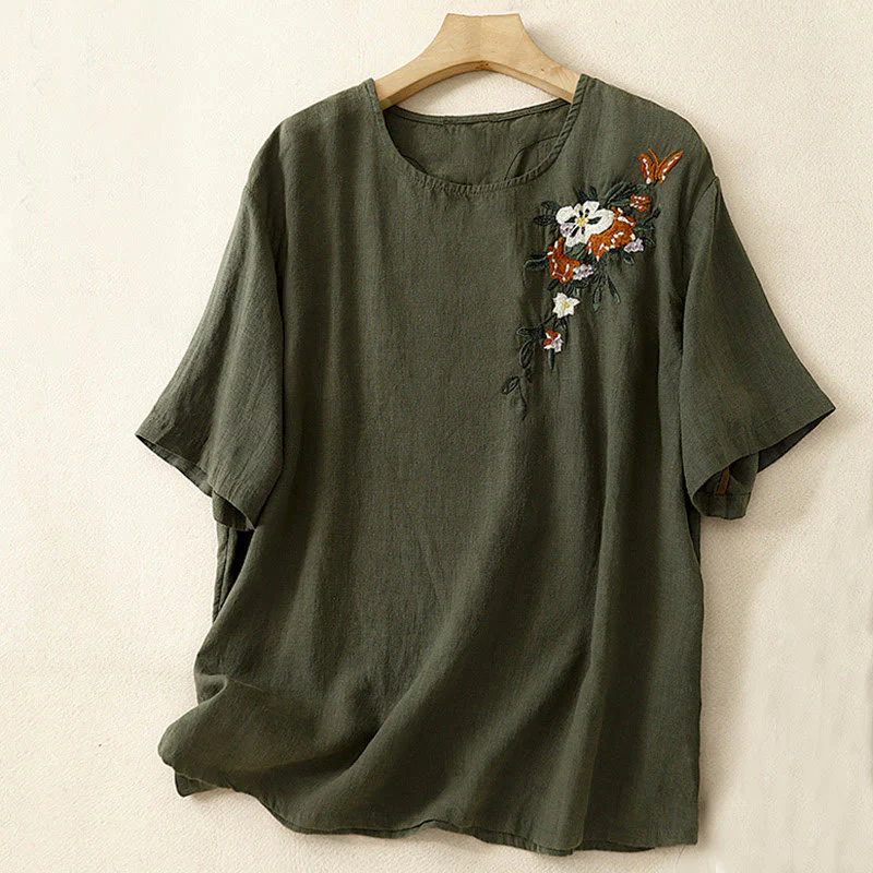 Koszulka damska z krótkim rękawem i bawełnianym nadrukiem Buddha Stones Casual Summer Crew Neck T-shirt - Image 17