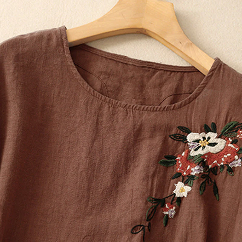 Koszulka damska z krótkim rękawem i bawełnianym nadrukiem Buddha Stones Casual Summer Crew Neck T-shirt - Image 24