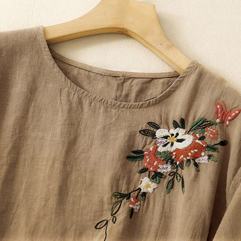 Koszulka damska z krótkim rękawem i bawełnianym nadrukiem Buddha Stones Casual Summer Crew Neck T-shirt - Image 3