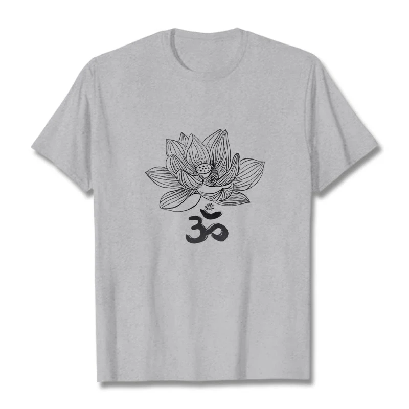Koszulka z bawełny Buddha Stones Om Lotus Sketch - Image 11