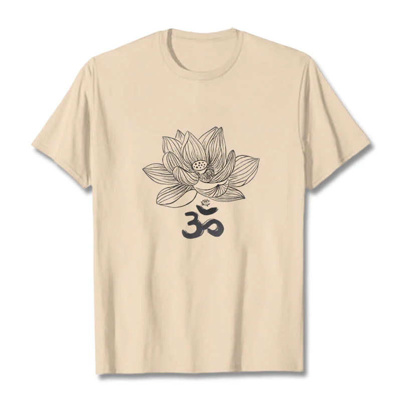 Koszulka z bawełny Buddha Stones Om Lotus Sketch - Image 12