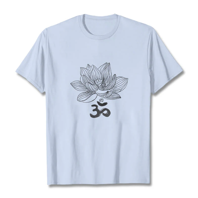 Koszulka z bawełny Buddha Stones Om Lotus Sketch - Image 14