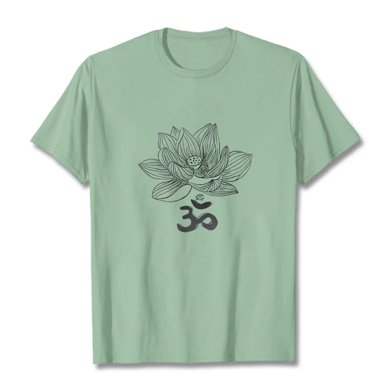 Koszulka z bawełny Buddha Stones Om Lotus Sketch - Image 19