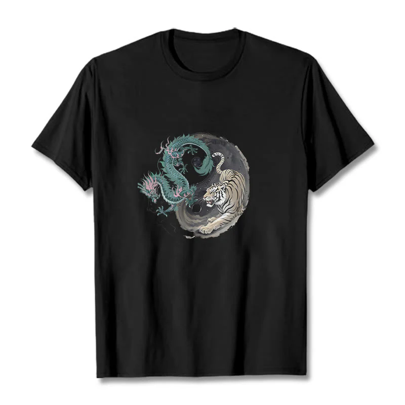 Koszulka z bawełny Buddha Stones Tiger Dragon Yin Yang - Image 4